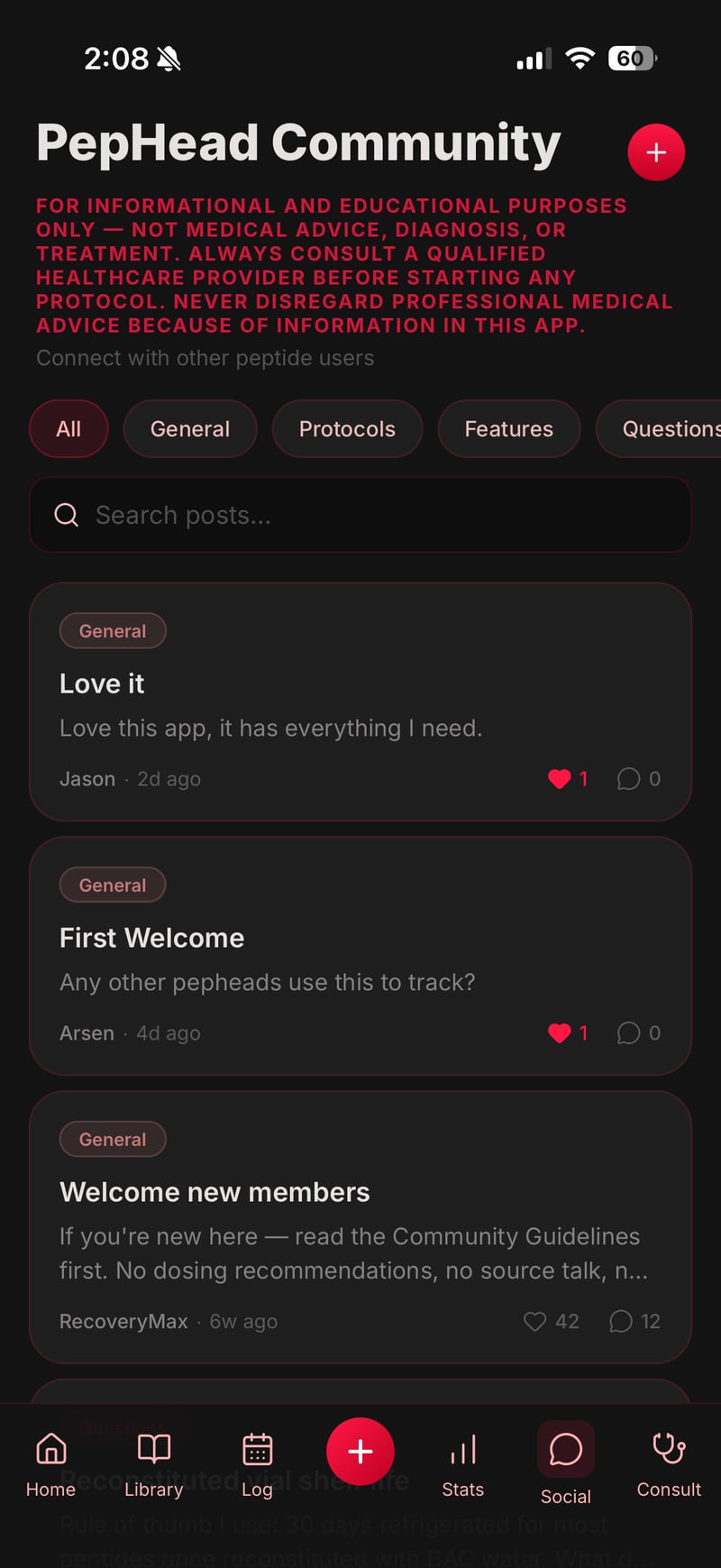 PepHead Community — threaded forum for peptide users